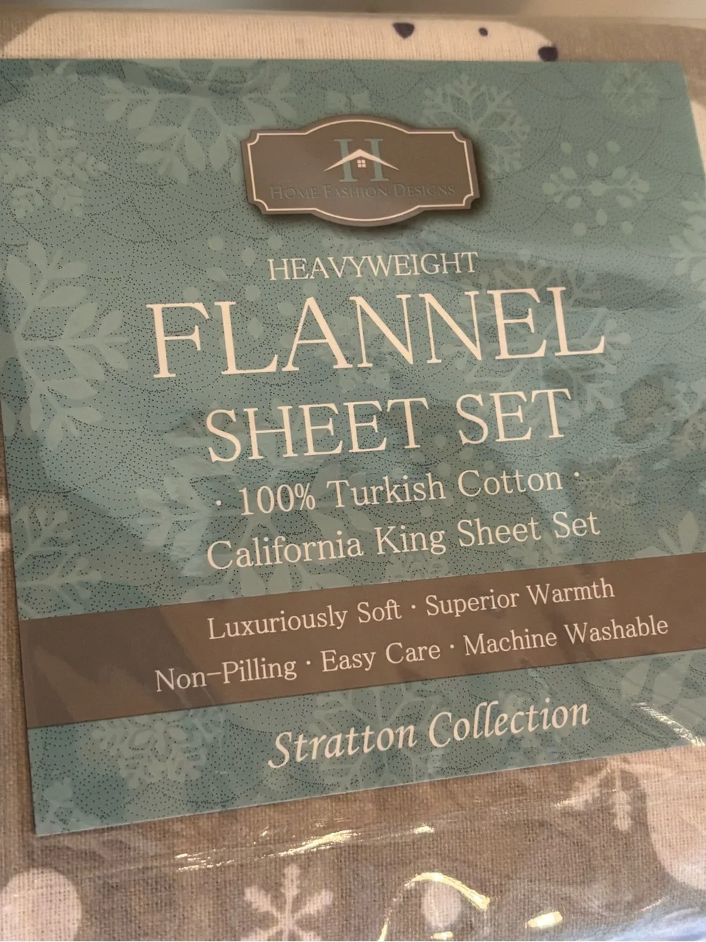 Heavyweight 100% Turkish Cotton Flannel Sheet Set Cali King Grey Polar Bear NWT